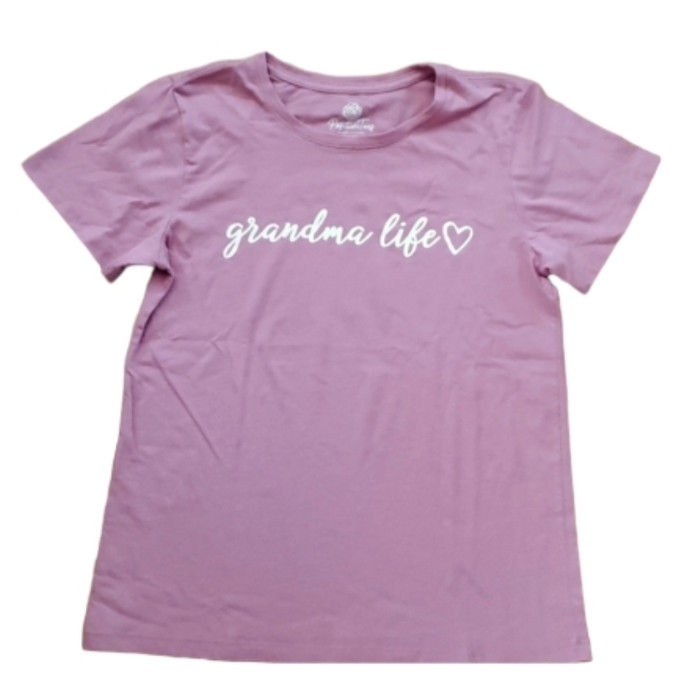PositiviTees Grandma‎ Life Mauve Short Sleeve Shirt Size Womans Small 4-6